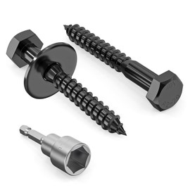 Valorada 10Pcs M10 x 75mm Coach Screws, Heavy Duty Lag Bolts 304 Stainless Steel, 75mm Wood Screws, Hex Head Partial Thread Black Oxide, with Washers and Hex Socket Drill Bit