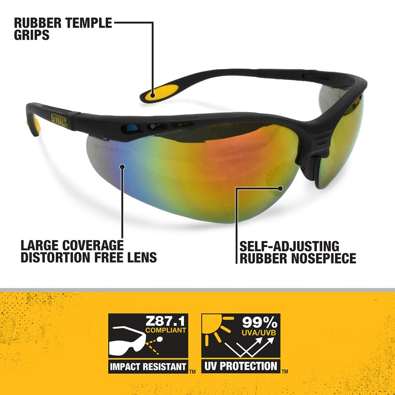 DEWALT DPG58-6C Reinforce Fire Mirror High Performance Protective Safety Glasses