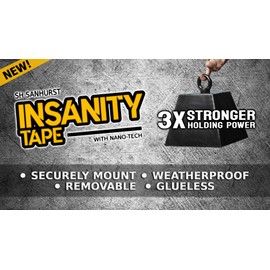 Insanity Heavy Duty Double Sided Mounting Tape Reusable Traceless Nano Gel Adhesive - Hang Pictures, Posters, Doorbell Cameras - Weatherproof - Hold Carpets, Mats & Rugs - Safe for Hardwood Floors