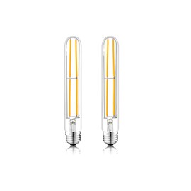 NOVELUX 7.3 Inch E26 Led Bulb 6W Dimmable, 2700K Soft White Edison Bulbs 800LM, Equal 80 Watt Tubular T10 T9 Long Clear Glass Light Bulb for Rustic Pendant Industrial Pipe Wall Sconces - 2Pack