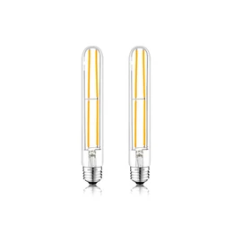 NOVELUX 7.3 Inch E26 Led Bulb 6W Dimmable, 2700K Soft White Edison Bulbs 800LM, Equal 80 Watt Tubular T10 T9 Long Clear Glass Light Bulb for Rustic Pendant Industrial Pipe Wall Sconces - 2Pack