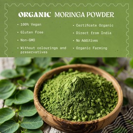 NaturaleBio Moringa Organic Powder – Premium Quality – 8 oz. Bio, Natural, and Pure. Moringa Powder Organic from Oleifera Plant for Tiredness, Immune System, Muscle Function, Fatigue