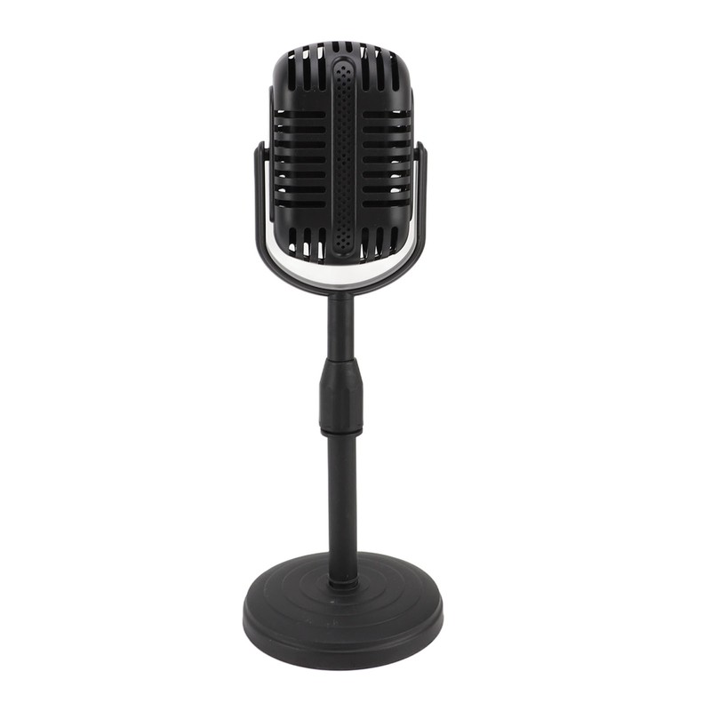 Antique Microphone Decor with Stand Black Realistic Lightweight Retro Microphone