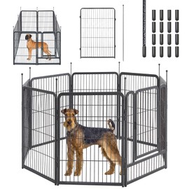 mestyl Dog Playpen, 40" Height 8 Panels Outdoor Pet Play Pen, Big Dog Exercise Play Pen for Large/Medium/Small Dogs, Foldable Puppy Pen for Indoor, Camping, RV, Anti-Rust Paint Finish, Quick Install
