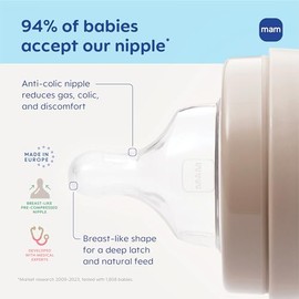 MAM Baby Bottles for Breastfed Babies, MAM Bottles Anti Colic, Girl, 9 Ounces, 3-Count