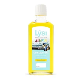 LYSI LÝSI, Omega 3 para niños en Aceite de Bacalao, Sabor limón, Contiene Vitaminas A, D3 y E, junior, desde los 6 meses de edad, Sin gluten y azúcar,