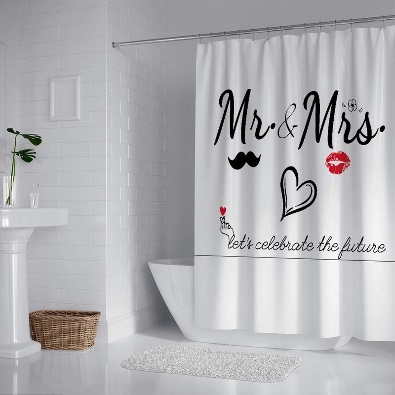 Mr Mrs Shower Curtain for Lover Couples Wedding Bridal Bathroom,