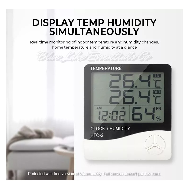 Shengli Digital Thermometer Electronic Temp, Humidity Meter and Clock