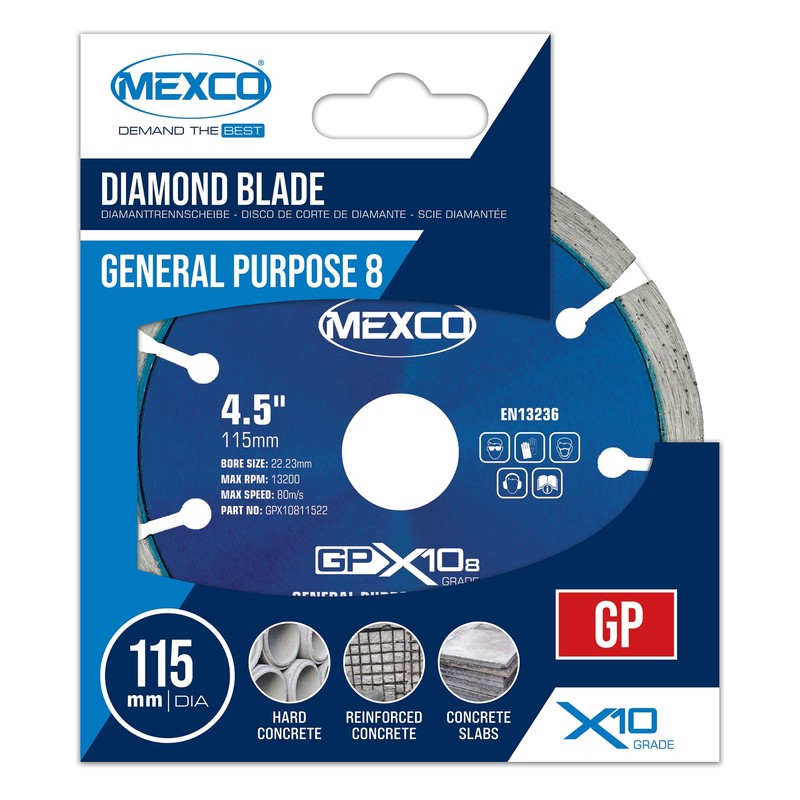Mexco GPX10-8 General Purpose Concrete Diamond Blade, Cutting Disc for