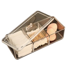 Cotton Buds Container Cotton Ball Swab Holder with Lid Clear Bathroom Organiser Cotton Pad Organiser Acrylic Organiser for Cotton Ball, Cotton Swabs, Round Pads, Hair Accessories
