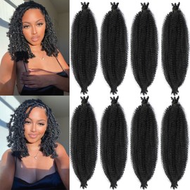 X-Tress 8 confezioni Afro Spring Twist 18" Capelli Trecce Kinky Extension Afro Twist Crochet Locs Braids Extension Pre-Separated Soft Faux Locs Synthetic Braiding Hair Extension(1B)