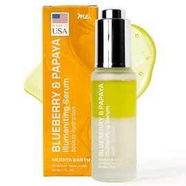 Mudita Earth - Blueberry  Papaya Rejuvenating Face Serum, Moisturizing Serum with Hyaluronic Acid, Squalane, Honey,  Vitamin B5, Facial Serum for...  