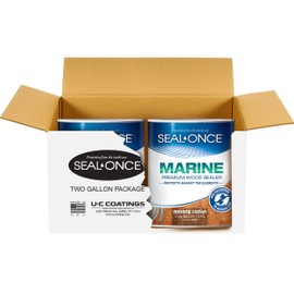 SEAL-ONCE Marine Ready Mix - 2 Gallon Penetrating Wood Sealer Waterproofer & Stain (Bronze Cedar). Water-Based, Ultra-Low VOC Formula for high-Moisture Areas to Protect Wood Docks, Decks & Piers.