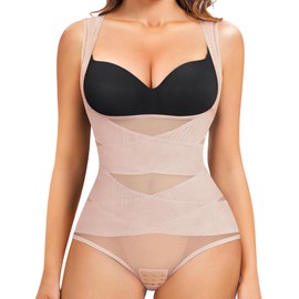 Gotoly Women Waist Trainer Bodysuit Full Body Shaper Vest Tummy Control Slim Corset Shapewear Tank Tops (Beige, 3X-Large)