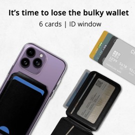 ADOTEM Magnetic Wallet - MagSafe Compatible Wallet with Adjustable Stand, Open ID Window, 6 Card Holder & RFID Blocking - Vegan Leather Magnet Cell Phone Wallet (Black)