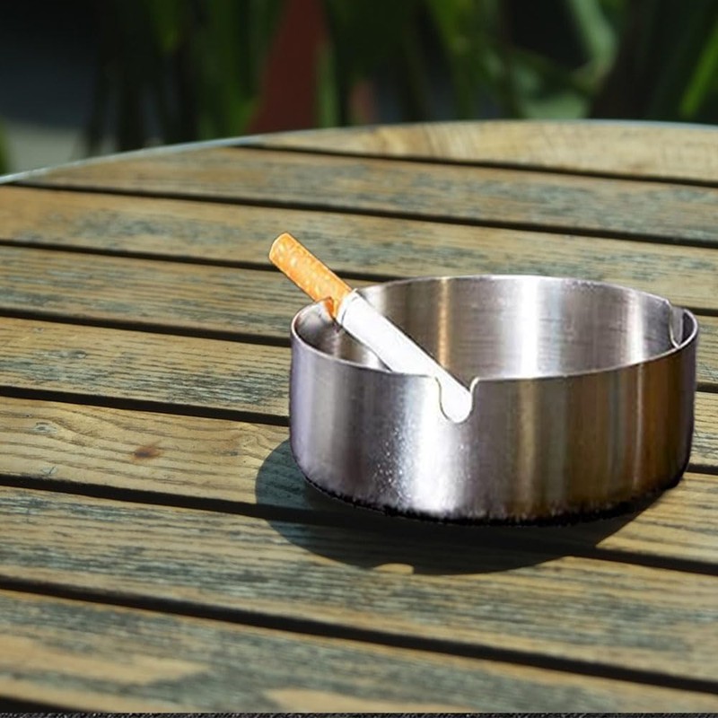 Ashtray, Pack of 8 Round Stainless Steel Ashtrays, Used in