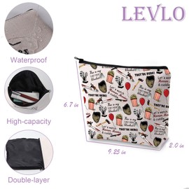 LEVLO Trick Or Treat Women Gift This Is My Scary Movie Blanket Makeup Bag Spooky Season Zipper Pouch, They're Here, Daily