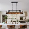 WUZUPS 4-Light Metal Pot Hanging Rack Chandelier Imitation Wood Grain