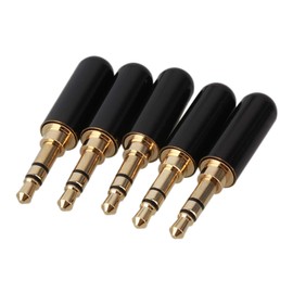 Mxfans 5pieces Black 3.5mm Male Plug Mini Jack 3 Pole Stereo Repair Audio Connector