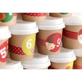 Papierdrachen DIY Advent calendar coffee cups - for you to assemble and fill yourself - colorful designs - 24 Coffee to Go cups