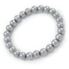 Avalaya 8mm Grey Pearl Style Single Strand Bead Flex Bracelet