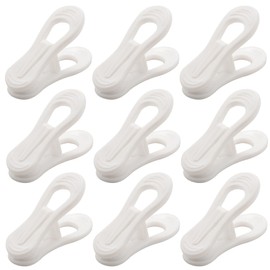 Hopbucan Pack of 40 White Plastic Clothes Ironing Clips, Squeeze Clips for Use with Slim Clothing Finger Clips Washing Line Washing Clips