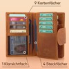 ekavale Ladies Floral Pattern RFID Protection Leather Multi Pocket Tri