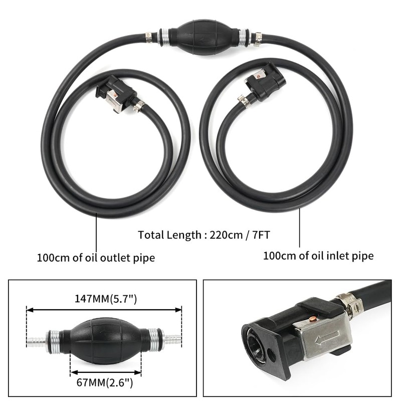 BARTOO Marine Boat Fuel Line Assembly, 5/16'' 8mm Nylon Braided