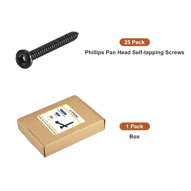 DTGN #12x2" Black Screws - 25Pack - 304 Stainless Steel