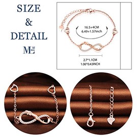 MicLee Women's Simple Bracelet Cubic Zirconia 925 Sterling Silver Allergen-Free Leopard Infinity Sign Two Hearts Bangle Bracelet with Gift Bag Super Gift for Mother Girlfriend, Silver Silver Zirconia,