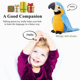 iNszkoos Talking Parrot Repeat What You Say Electronic Mimicry Pet Plush Toy, Funny Pronunciation Talking Parrot Soft Toy, Good Helper in Learning to Speak for Kids Funny Gifts