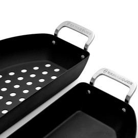 Kamado Joe KJ15124822 Karbon Steel Half-Moon Pan Set for Classic Joe and Big Joe Grills, Black