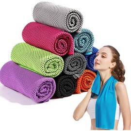 10 Piezas Toallas de Enfriamiento Deportiva,Toalla Microfibra Secado Rapido,Adecuado para Gym,Natacion,Yoga, Ejercicio, Golf, Acampar, Ejercicio, Carrera y Gimnasio (90 cm x 30 cm)