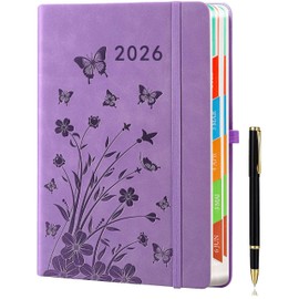 Day by Day 2026 A5 Daily Diary - Day to a Page - Daily Planner, Appointment Calendar, Book Calendar, January to December Year Planner with Colourful Monthly Tabs, Lavender, Pen Included