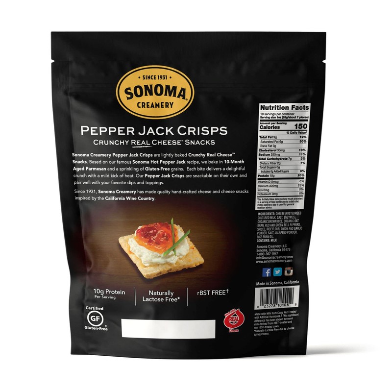 Sonoma Creamery - Cheese Crisps, Pepper Jack, 10 Oz (3