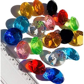 CRYSTAL KING Pack of 18 30 mm Large Colourful Decorative Diamonds Brilliant Acrylic Stones Colourful Glitter Stones Jewellery Stones Rhinestones Scatter Decoration Table Decoration
