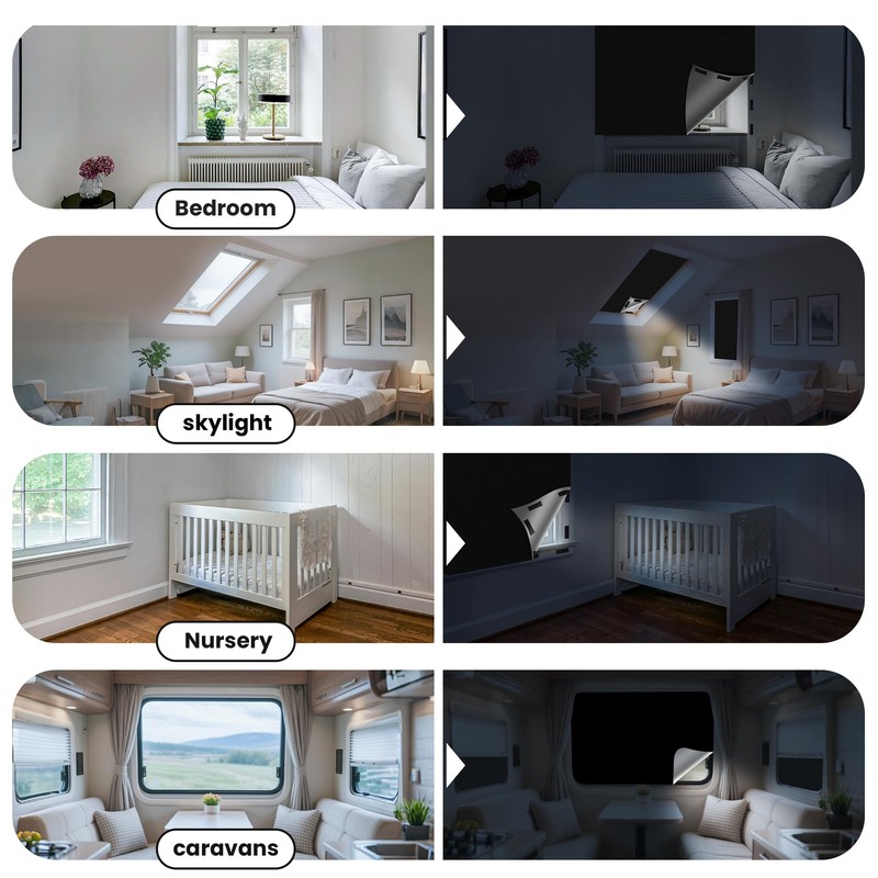 bemece Portable 100% Blackout Blind, DlY No Drill Blinds Blackout