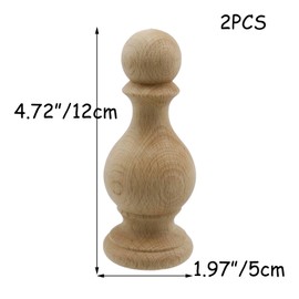 HEVSTIL 2 Pcs Unfinished Wood Finials 4.72x1.97 Inch Craft Finials Decorative Finials Wooden Crafts Finials for Bed Post Vintage Curtain Rod Home Decor