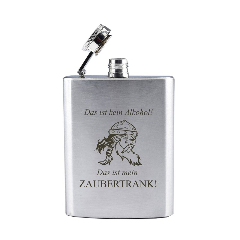 Stainless Steel Hip Flask with Engraving "Das ist kein Alkohol!