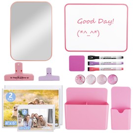 18Pcs Locker Accessories, Pink Locker Decoration for Girls, Back to School Essentials Magnetic Locker Organizer, Mirror, Whiteboard, Pen Holder, Magnetic Picture Frame and Magnets