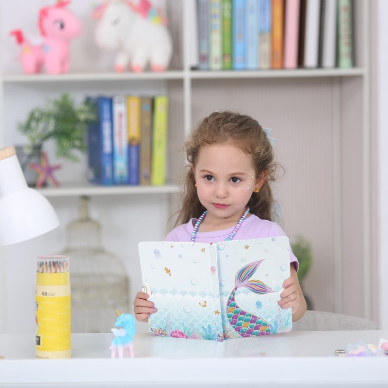 Glitter Diary for Girls - Mermaid Notebook Gift for Children