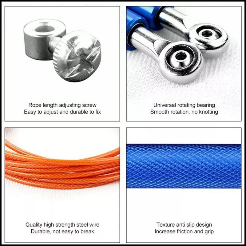 Adjustable High Speed Steel Skipping Jump Rope Dual Bearings Gym