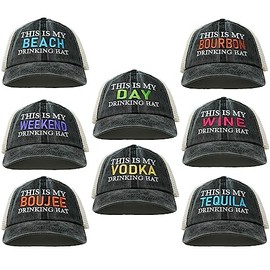 Funky Junque 8 Pack - Cotton Mesh Bundle - This is My Drinking Hat (Beach, Wknd, Boujee, Vod, Day, Brbn, Wine, Teq)