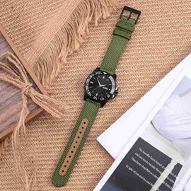 BISONSTRAP Nylon Leather Hybrid Watch Band, 0.7 inch (18 mm), 0.8 inch (20 mm), 0.9 inch (22 mm), Military Replacement Band, Compatible with Smart Watches, Replacement Tool Included, 20 mm, Nylon