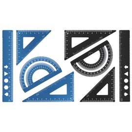 MSDADA 8 Pieces Aluminium Alloy Ruler Set Protractor Triangle Mathematics Geometry Set Tool Scale Ruler Set for Students Teachers Engineers and Draftsmen (Black + Blue)