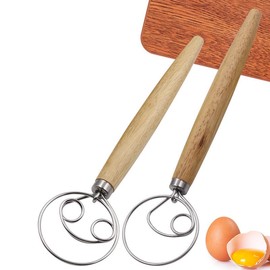 Stainless Steel Danish Dough Whisk with Dough Hook | Dutch Style Bread Mixer for Sourdough, Artisan Bread, Pizza Dough & Pastry Baking
