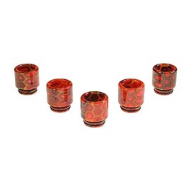 Armerah Honeycomb 810 Drip Tip eCig Mouthpiece Short/Wide Epoxy Resin 5 Pack Red-Gold