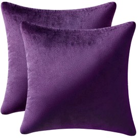 MIULEE Pack of 2 Velvet Pillow Covers Decorative Square Pillowcase Soft Solid Eggplant Purple Cushion Case for Sofa Bedroom Car 22 x 22 Inch 55 x 55 cm