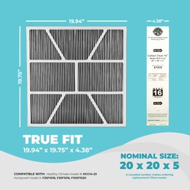 Lennox X7935 20x20x5 Furnace Filter, Healthy Climate Carbon Clean Merv 16 Home HVAC Air Filter, with Wholesalehome Cleaning Cloth
