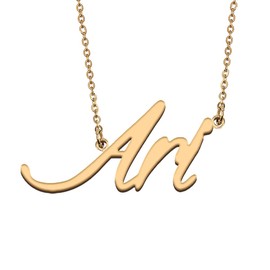 HUAN XUN Stainless Steel Initial Alphabet Custom Name Necklace Ari for Best Bridesmaid